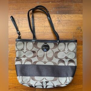 Coach brown canvas tote